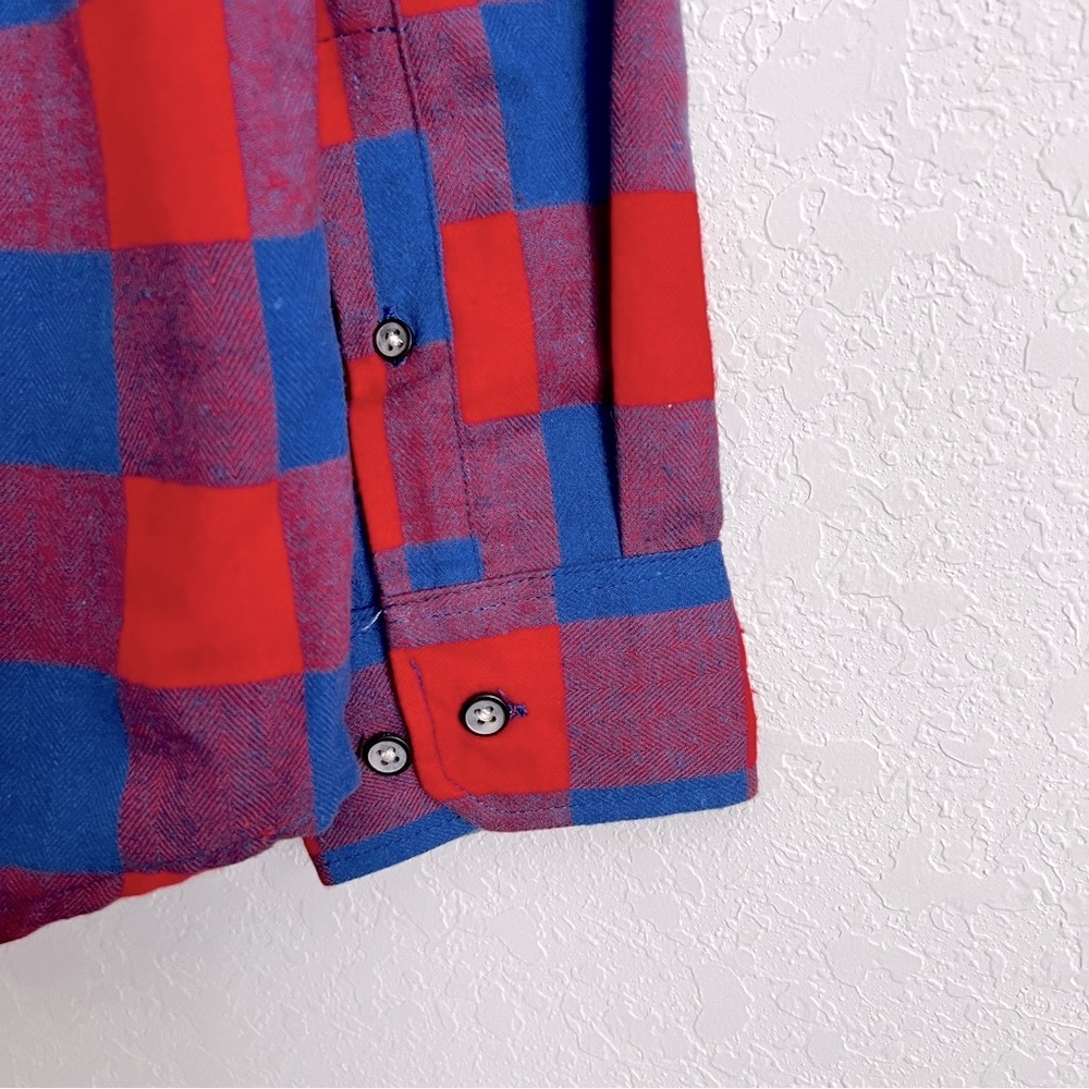 TALLWOODS The Filmore Flannel Buffalo Check Flannel Shirt Red Blue Button M NWT - Picture 4 of 8